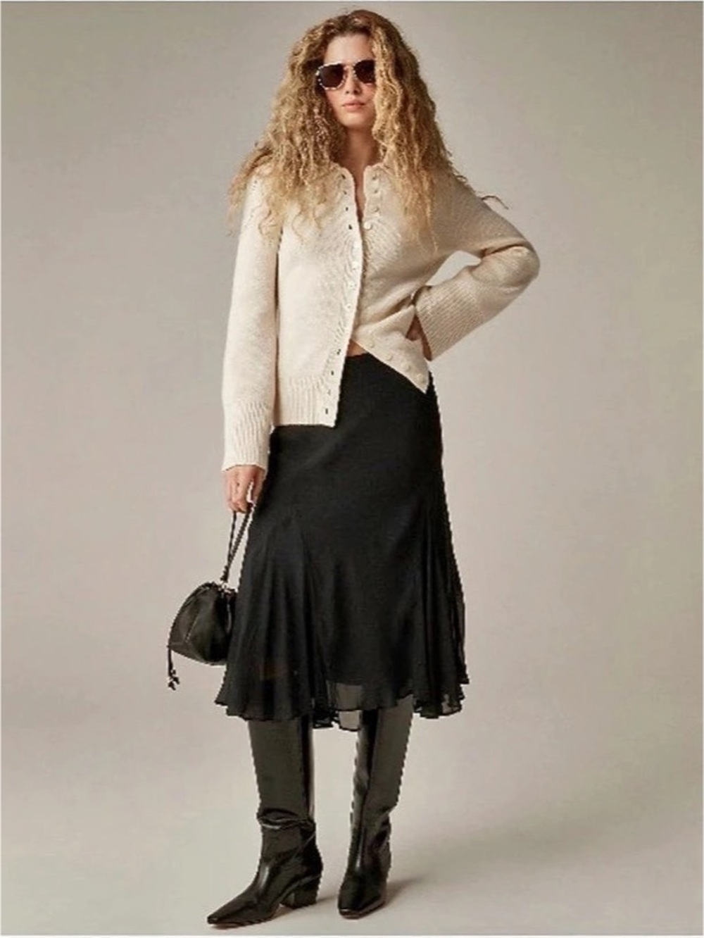 J.Crew Gwyneth flounce-hem slip skirt in chiffon